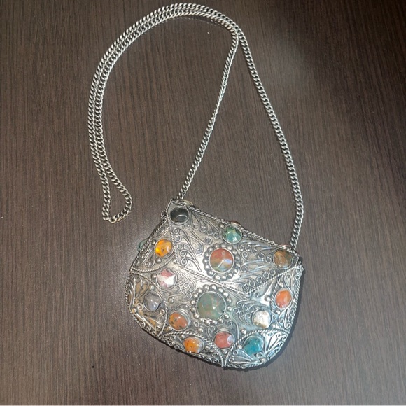 Vintage Metal Gemstone Crossbody Purse - Picture 2 of 8